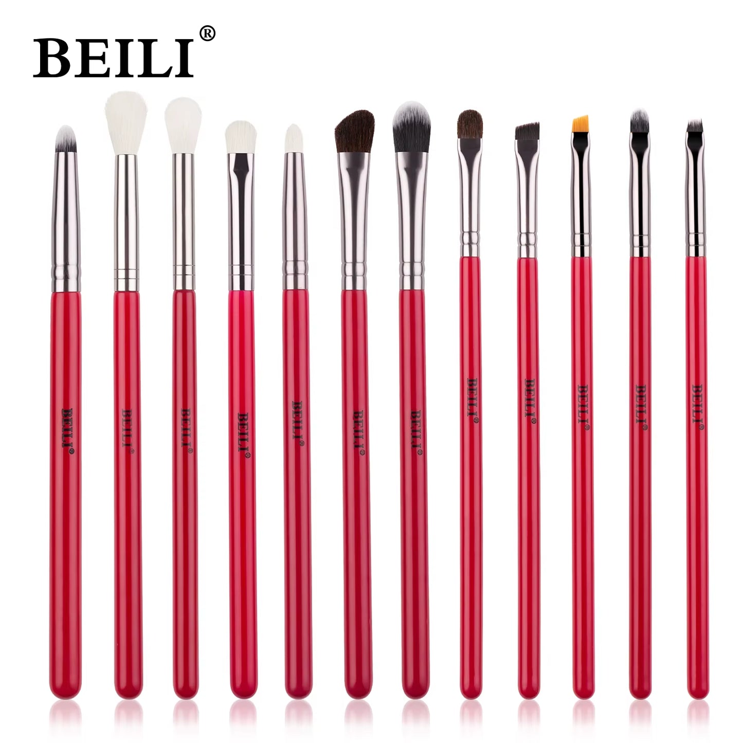Red Natural Makeup Brushes Set 11-30Pcs Foundation Blending Powder Blush Eyebrow Professional Eyeshadow Brochas Maquillaje