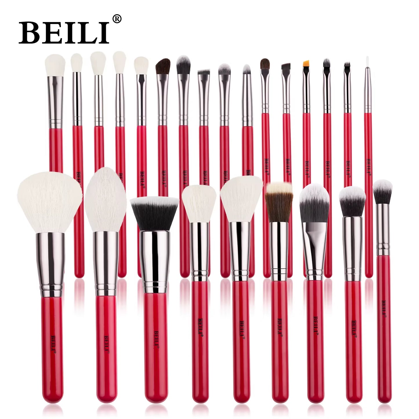 Red Natural Makeup Brushes Set 11-30Pcs Foundation Blending Powder Blush Eyebrow Professional Eyeshadow Brochas Maquillaje