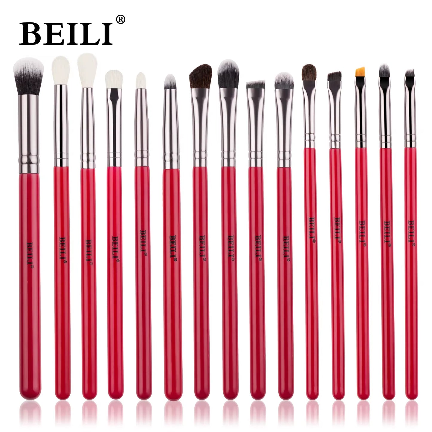 Red Natural Makeup Brushes Set 11-30Pcs Foundation Blending Powder Blush Eyebrow Professional Eyeshadow Brochas Maquillaje