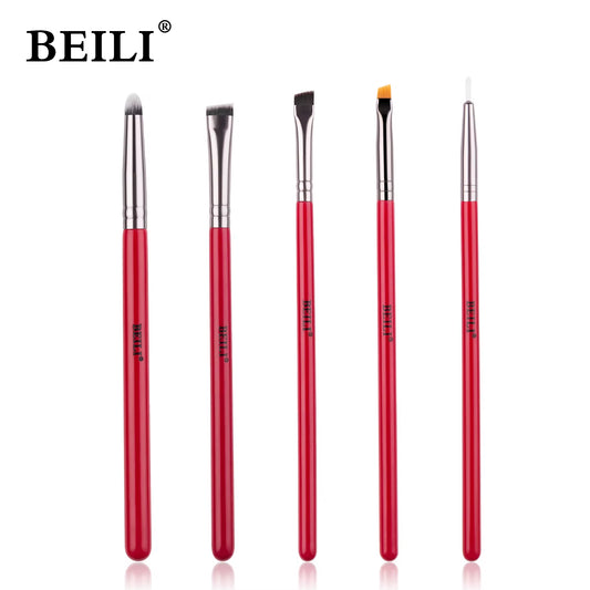 Red Natural Makeup Brushes Set 11-30Pcs Foundation Blending Powder Blush Eyebrow Professional Eyeshadow Brochas Maquillaje